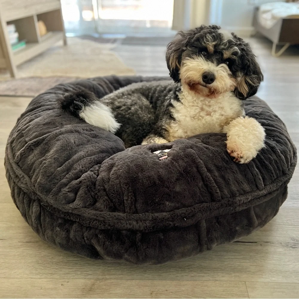 Bessie and Barnie Signature Short Shag Mystic Gray Dog Bed Cover Size Small 30”